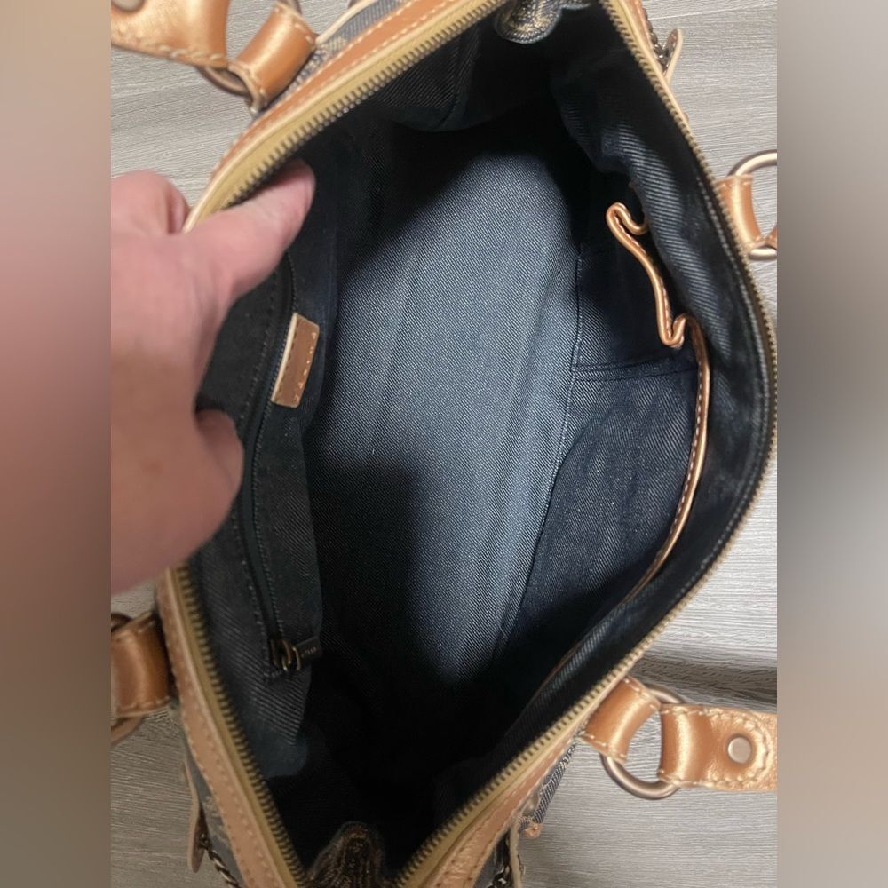 Celine Macadam Denim Bag with Leather Trim & Chain – Authentic - Picture 5 of 10